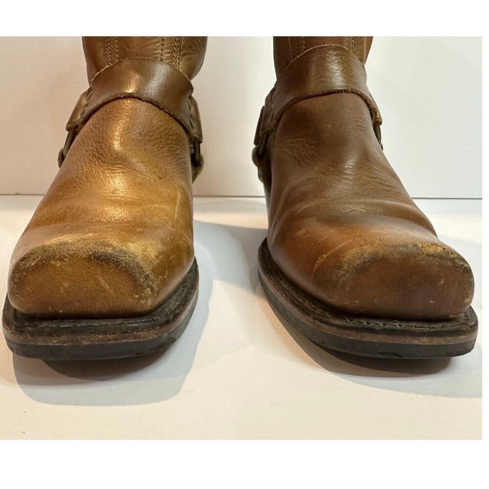 Frye 12R Heritage Harness Boots Women's Size 9 Brown Leather Square Toe - Picture 4 of 10